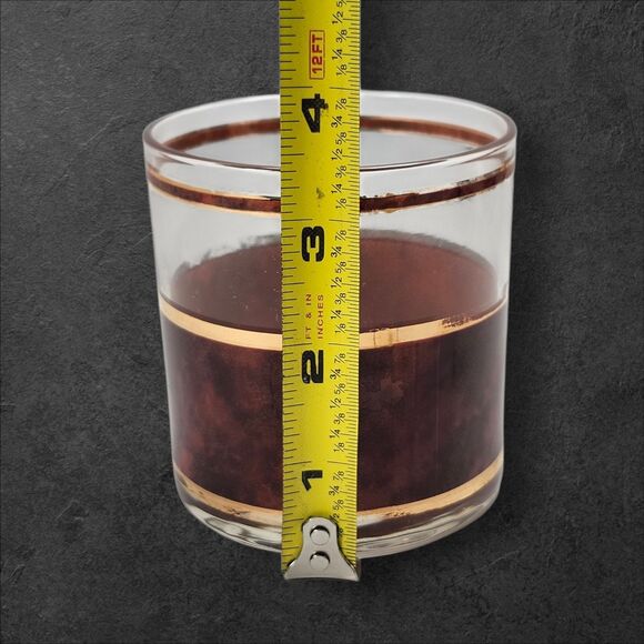 Vintage Culver Lowball Glasses Set of 4 Tortoiseshell 22K Gold Brazilian Brown - Picture 10 of 10